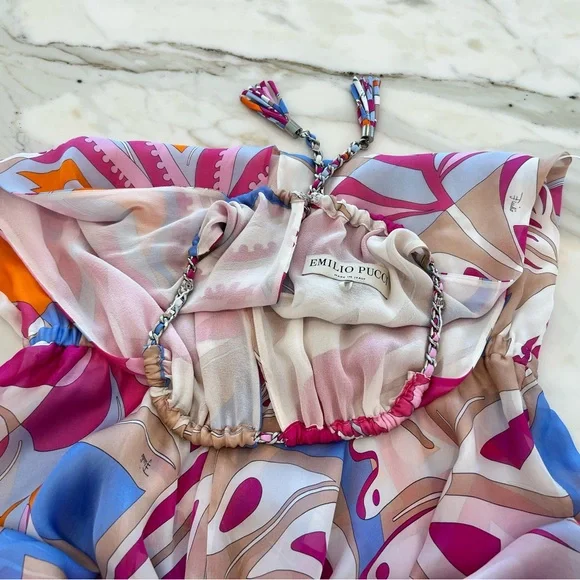 EMILIO PUCCI PINK MULTI MAXI SILK DRESS SIZE IT 40 / US 6